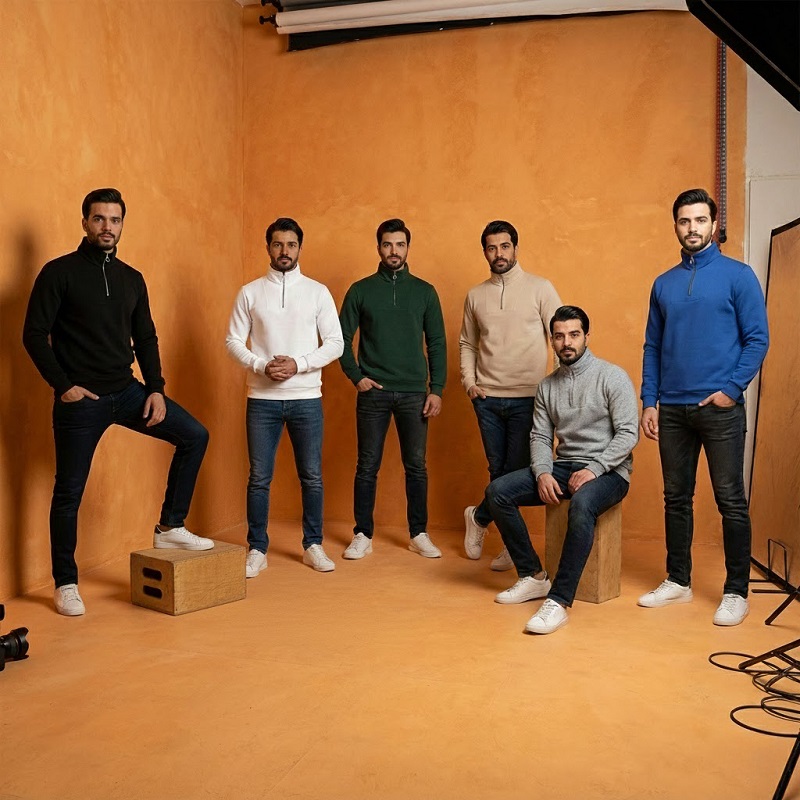 دورس مردانه نیم زیپ مدل Behbod-سبز