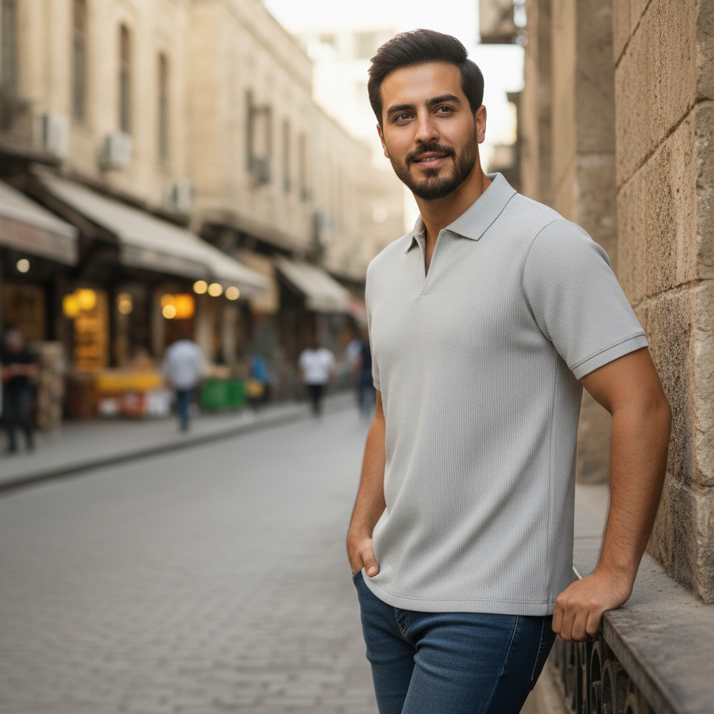 تیشرت میله ای یقه دار tavar-طوسی