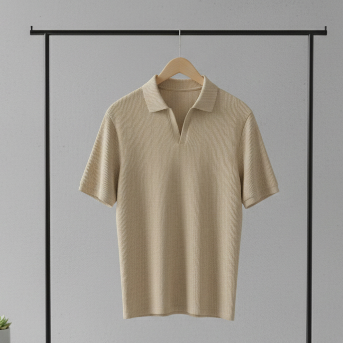 تیشرت میله ای یقه دار tavar-کرم